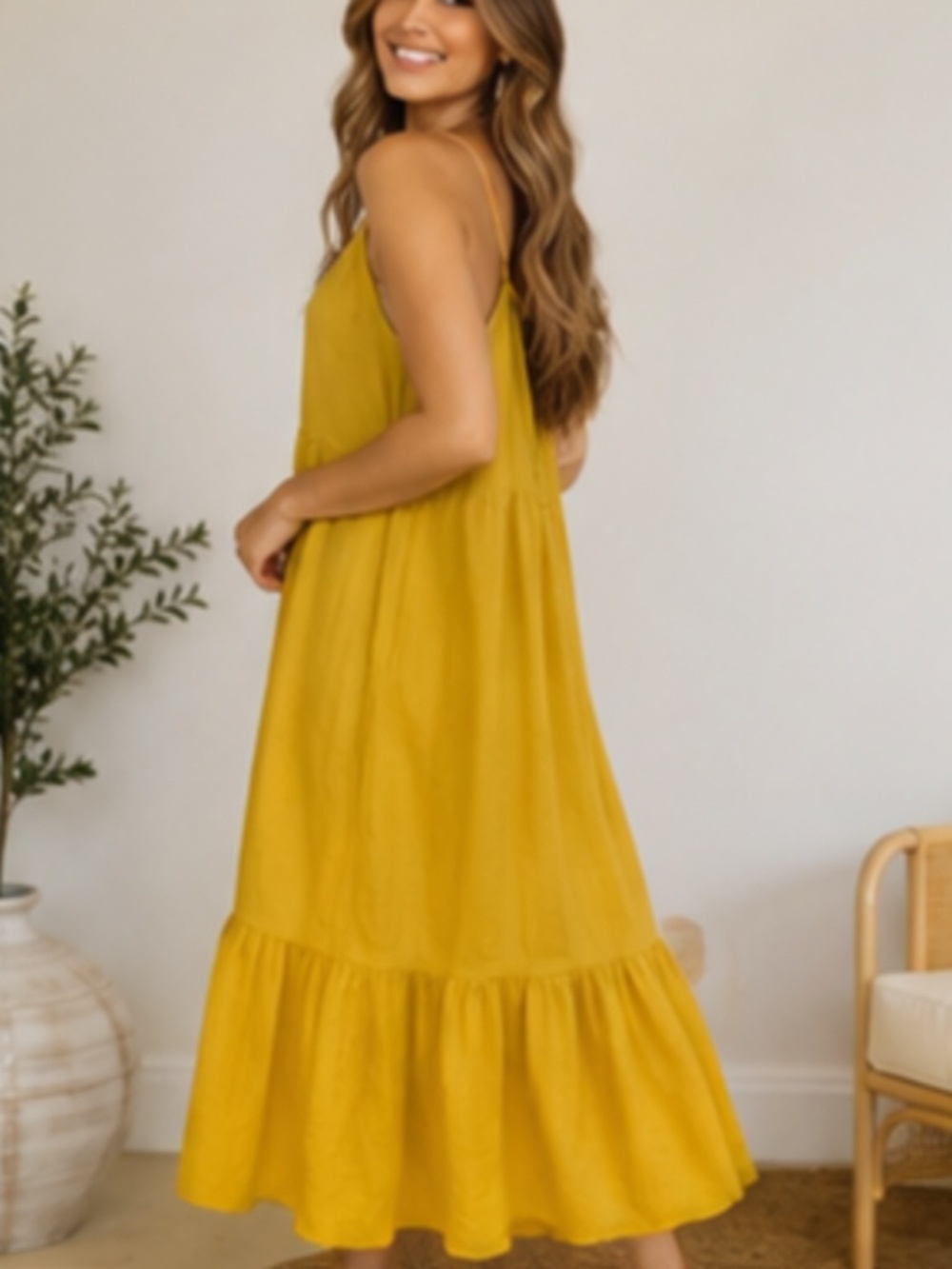 M.i.h Jeans yellow keyhole linen desss